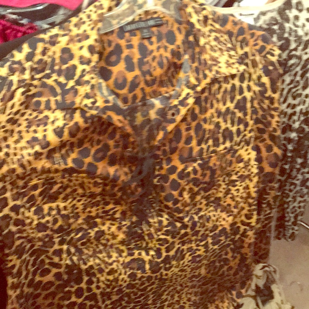 Lafayette 148 cheetah print dress shirt
